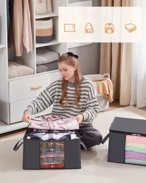 Organizer pojemnik zamykany do przechowywania ubrań kocy pościeli do szaf 35x60