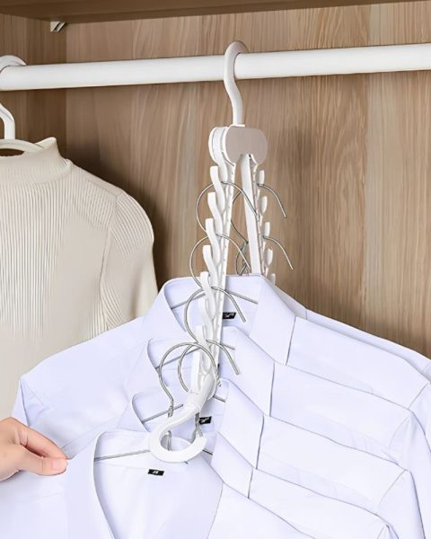 Wieszak do szafy składany wielofunkcyjny organizer na ubrania 16 haczyków