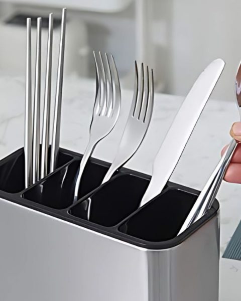 Ociekacz na sztućce stal nierdzewna organizer kuchenny 4 komory tacka