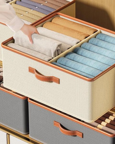 Organizer zamykany do szafy na ubrania spodnie bluzy 50×40 beżowy