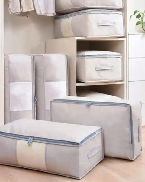 Pokrowiec na pościel pod łóżko pojemnik na ubrania torba szary XL