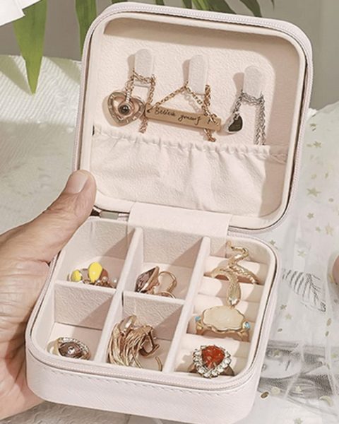 Szkatułka kuferek organizer na biżuterię podróżna 10 cm x 10 cm