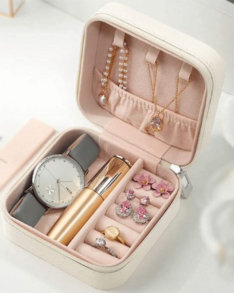 Szkatułka kuferek organizer na biżuterię podróżna 10 cm x 10 cm