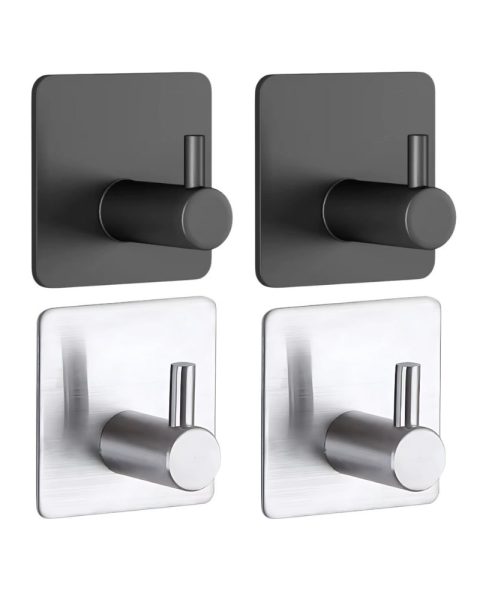 Uchwyty haczyki wieszaki samoprzylepne metalowe 4 szt. bez wiercenia