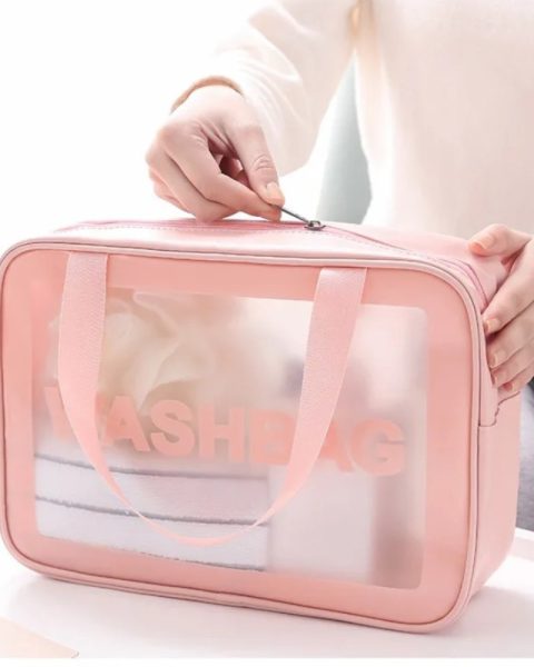 Kosmetyczka Washbag przezroczysta różne rozmiary zestaw 3 sztuki