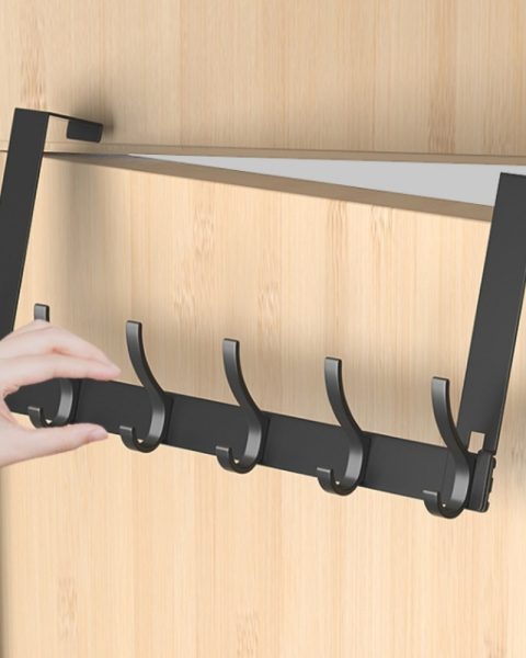 Wieszak na drzwi szafę ręczniki czarny metalowy 12 miejsc