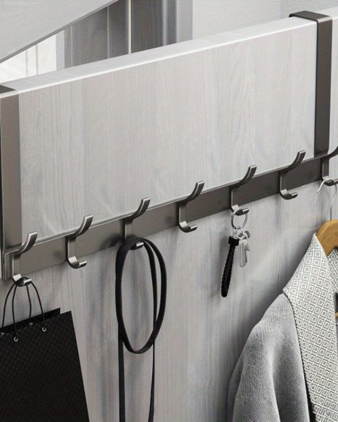 Wieszak na drzwi szafę ręczniki czarny metalowy 12 miejsc