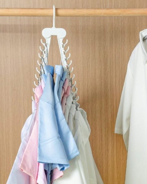 Wieszak do szafy składany wielofunkcyjny organizer na ubrania 16 haczyków