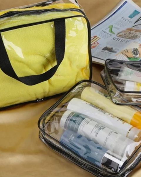 Kosmetyczka przezroczysta organizer na kosmetyki 3w1 podróżna do samolotu