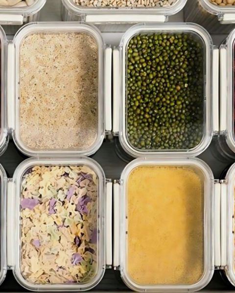 Pojemniki organizery kuchenne na żywność, ryż, kaszę z uszczelką zestaw 7 szt