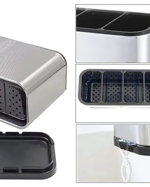 Ociekacz na sztućce stal nierdzewna organizer kuchenny 4 komory tacka