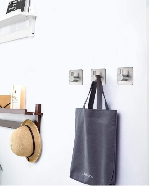 Uchwyty haczyki wieszaki samoprzylepne metalowe 4 szt. bez wiercenia