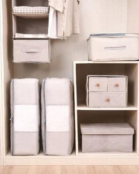 Pokrowiec na pościel pod łóżko pojemnik na ubrania torba szary XL