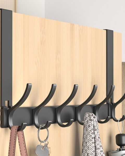 Wieszak na drzwi szafę ręczniki czarny metalowy 12 miejsc