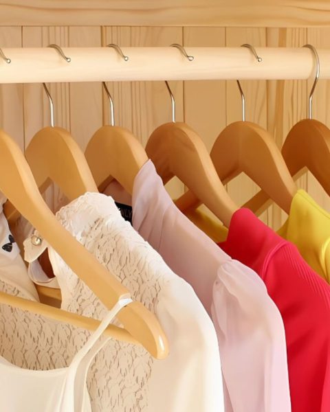 Wieszaki drewniane lakierowane na ubrania solidne zestaw 3x