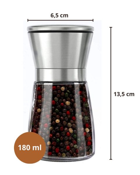 Młynki do soli i pieprzu szklane z pokrywką regulacja mielenia zestaw