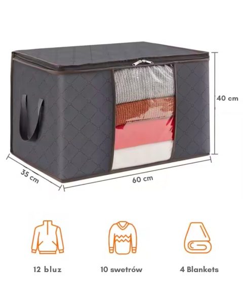 Organizer pojemnik zamykany do przechowywania ubrań kocy pościeli do szaf 35x60