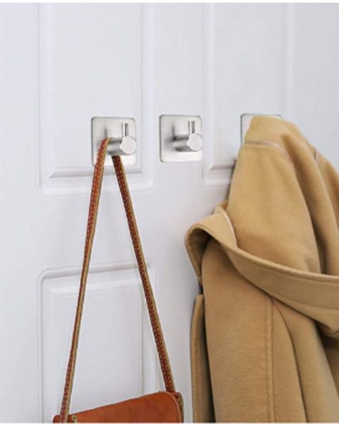 Uchwyty haczyki wieszaki samoprzylepne metalowe 4 szt. bez wiercenia